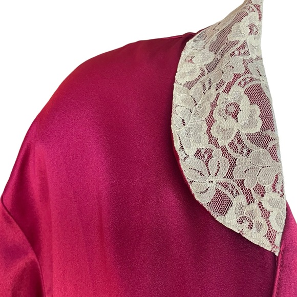 Vintage Victoria's Secret Gold Label Lace Colored Burgundy Shirt Nightgown M/L - Picture 5 of 11
